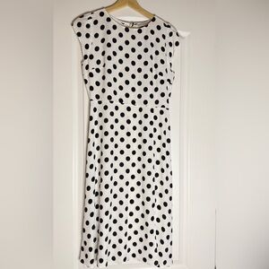 LOFT Black & White Polka Dot Midi Dress
